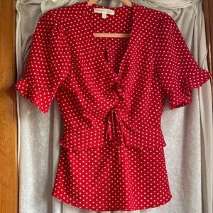Red polka dot blouse